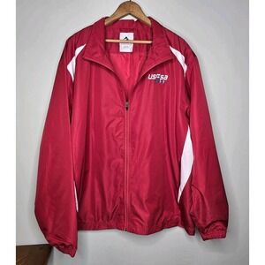 Augusta Sportswear USSSA 33 Adult XLarge Red Zip Collared Windbreaker Jacket 90s